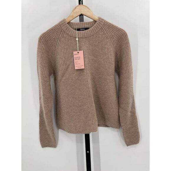 Quince Women's Mongolian Cashmere Fisherman Crewneck Sweater Oatmeal Tan S - Picture 1 of 1